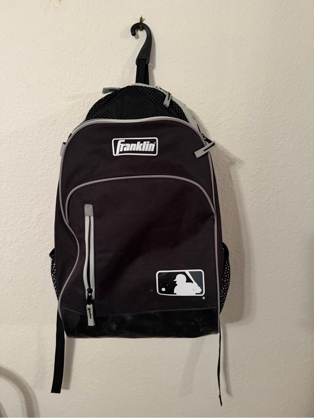 Franklin Men's Black Baseball Logo Backpack